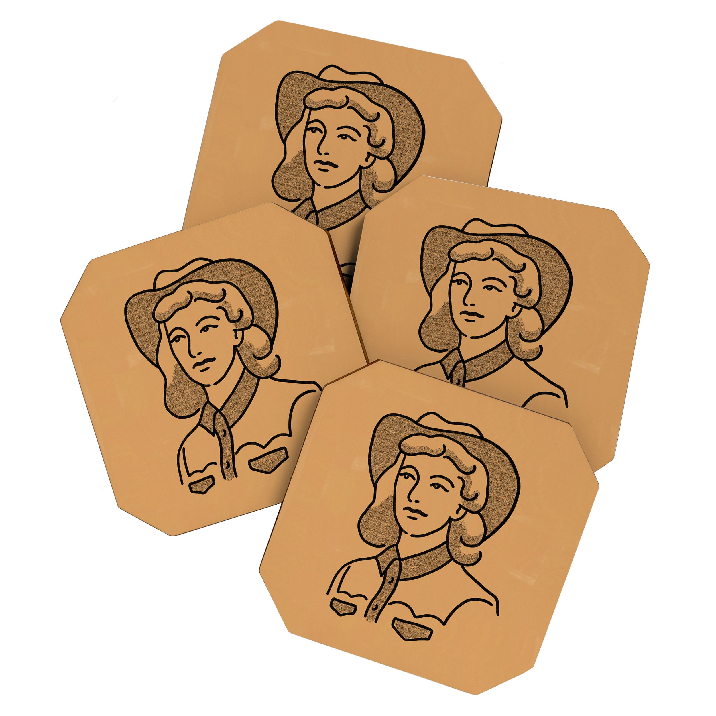 Cowgirl in Dusty Brown Coaster Gallery Image 1