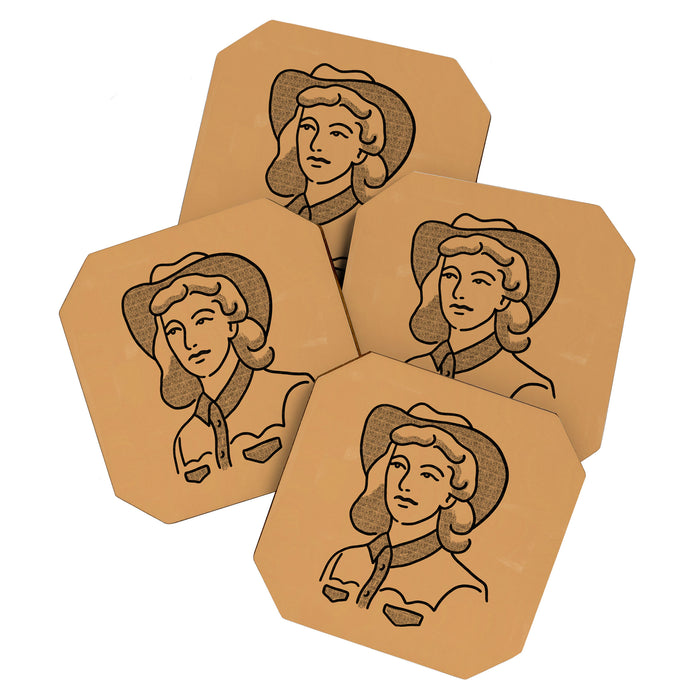 Cowgirl in Dusty Brown Coaster Gallery Image 1
