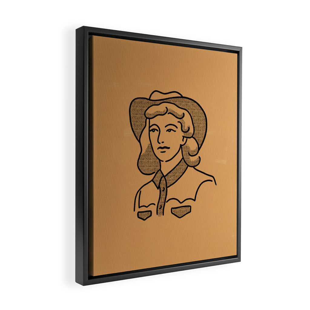 Cowgirl in Dusty Brown Framed Canvas Print Gallery Image 2
