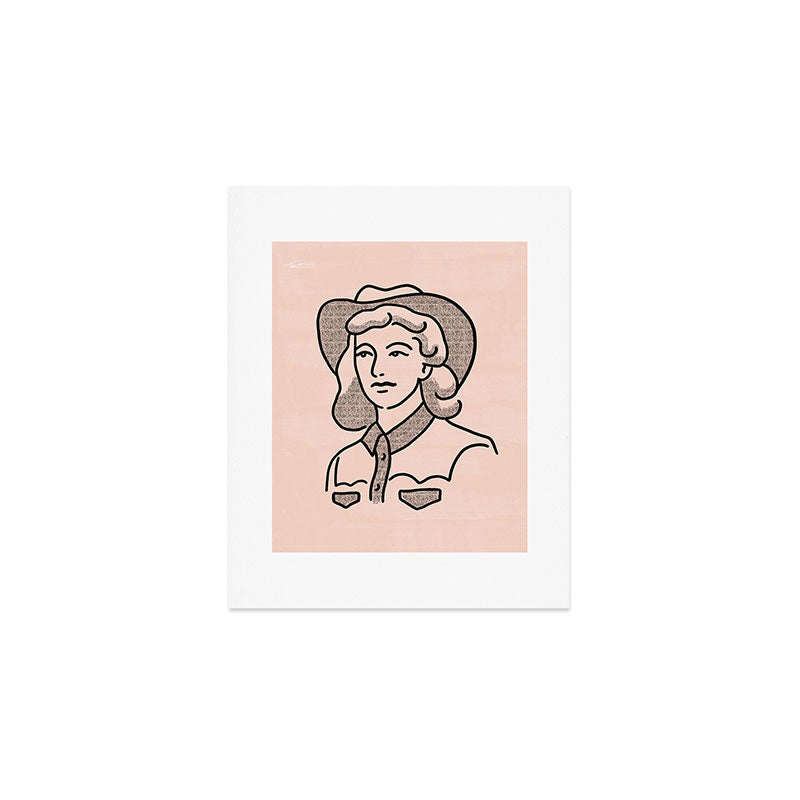 Cowgirl in Dusty Pink Art Print Gallery Image 1