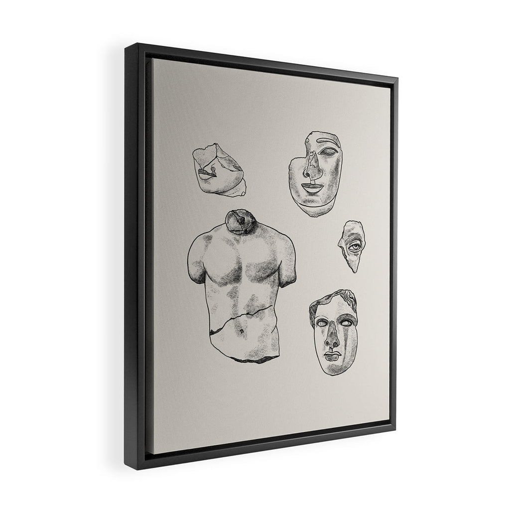 Fragments in Taupe Framed Canvas Print Gallery Image 2