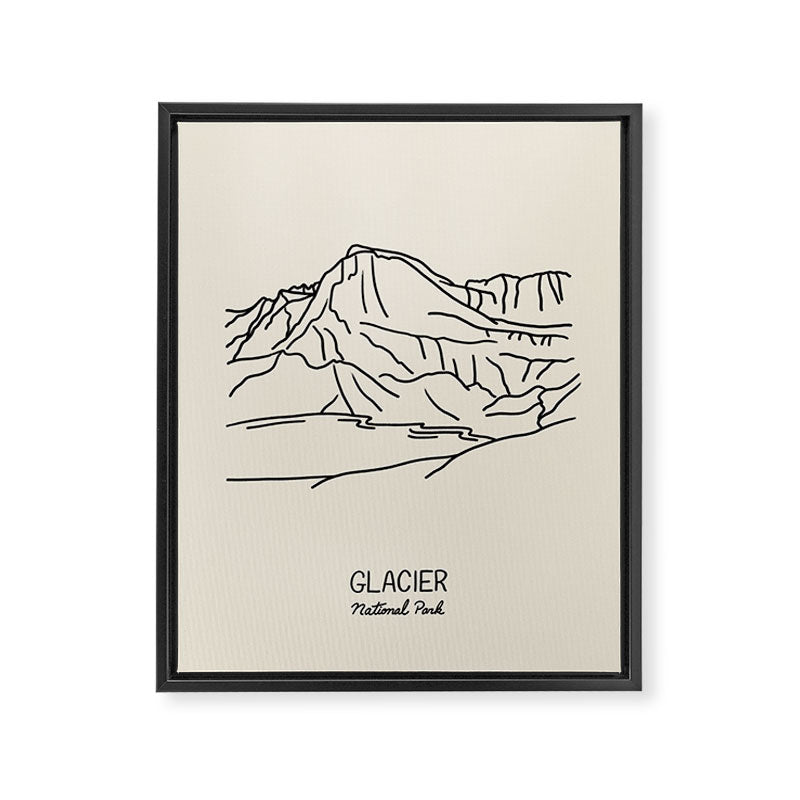 Glacier National Park Black on Cream Framed Canvas Print Gallery Image 6