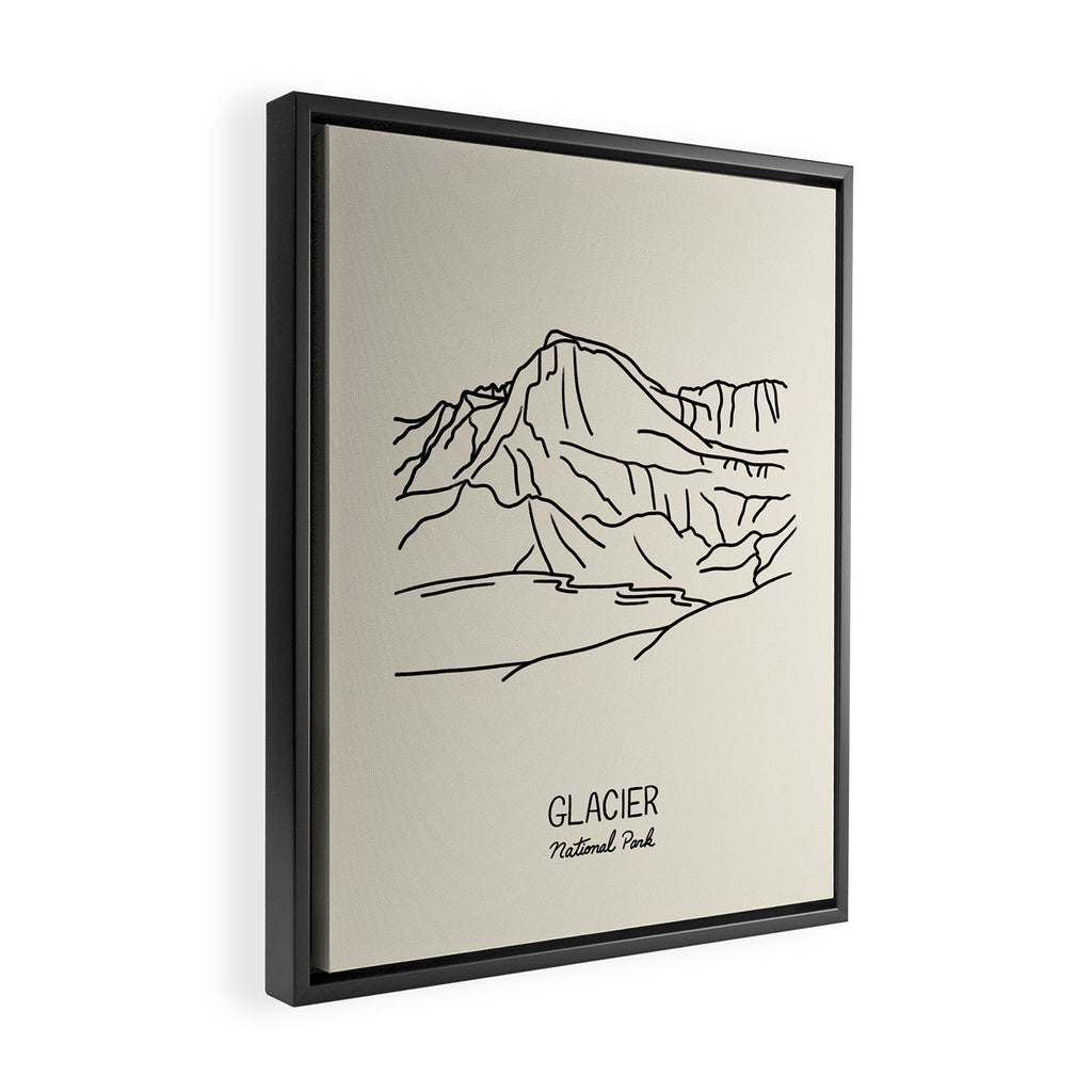 Glacier National Park Black on Cream Framed Canvas Print Gallery Image 2
