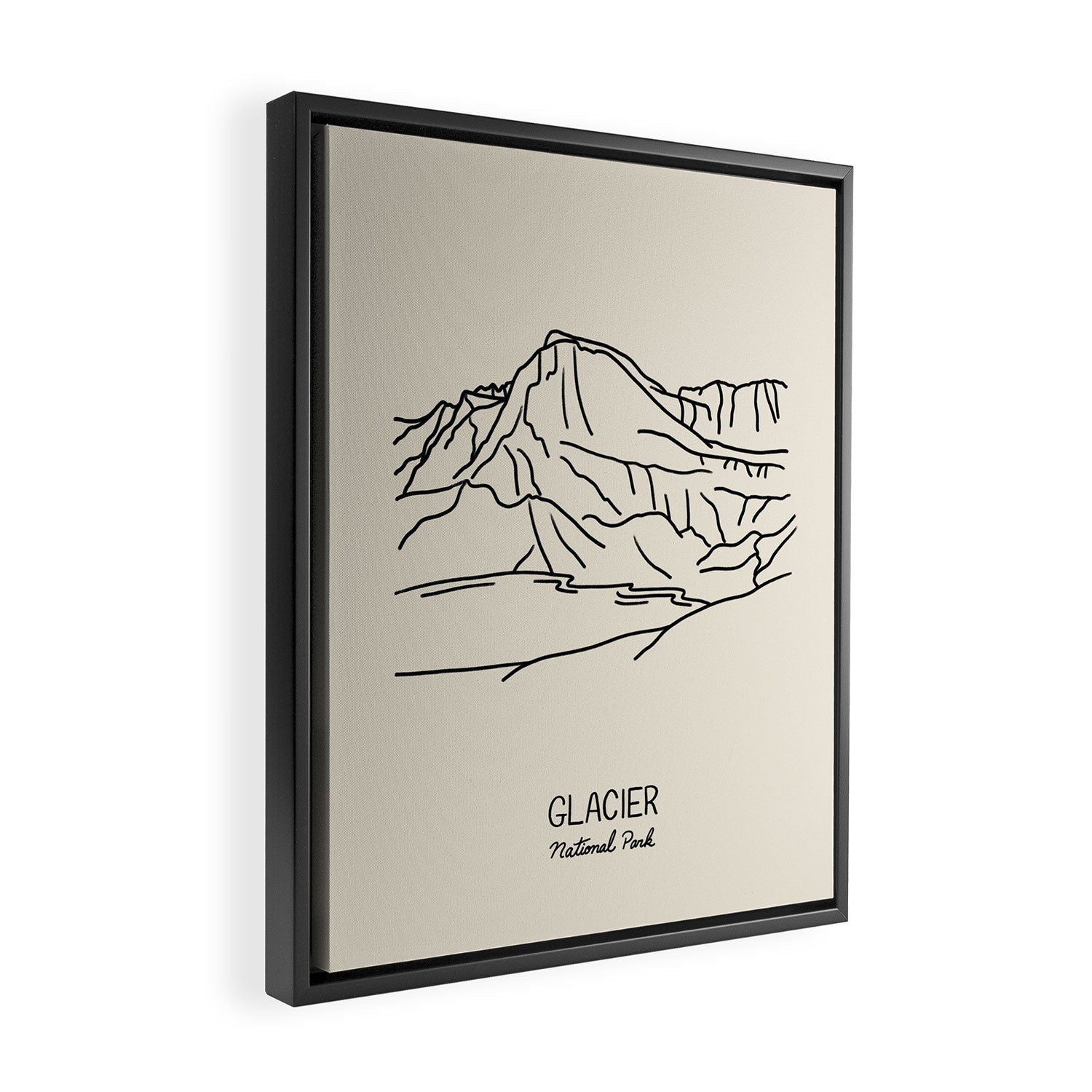 Glacier National Park Black on Cream Framed Canvas Print Gallery Image 2