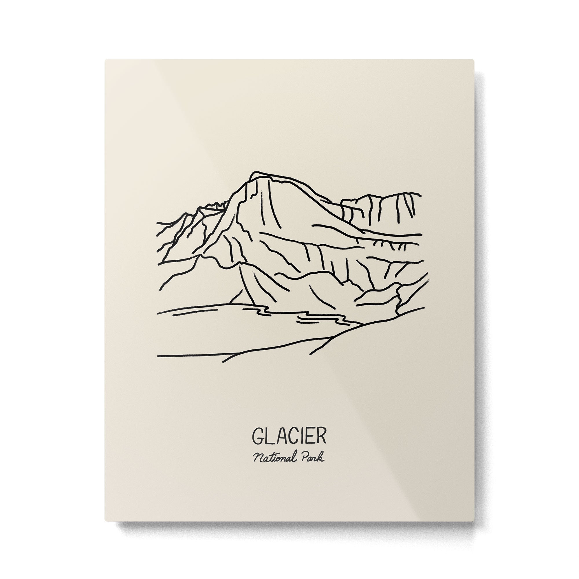 Glacier National Park Black on Cream Metal Print Gallery Image 4