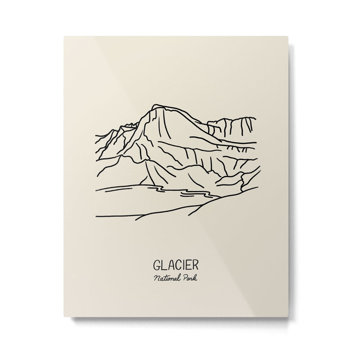 Glacier National Park Black on Cream Metal Print Gallery Image 1