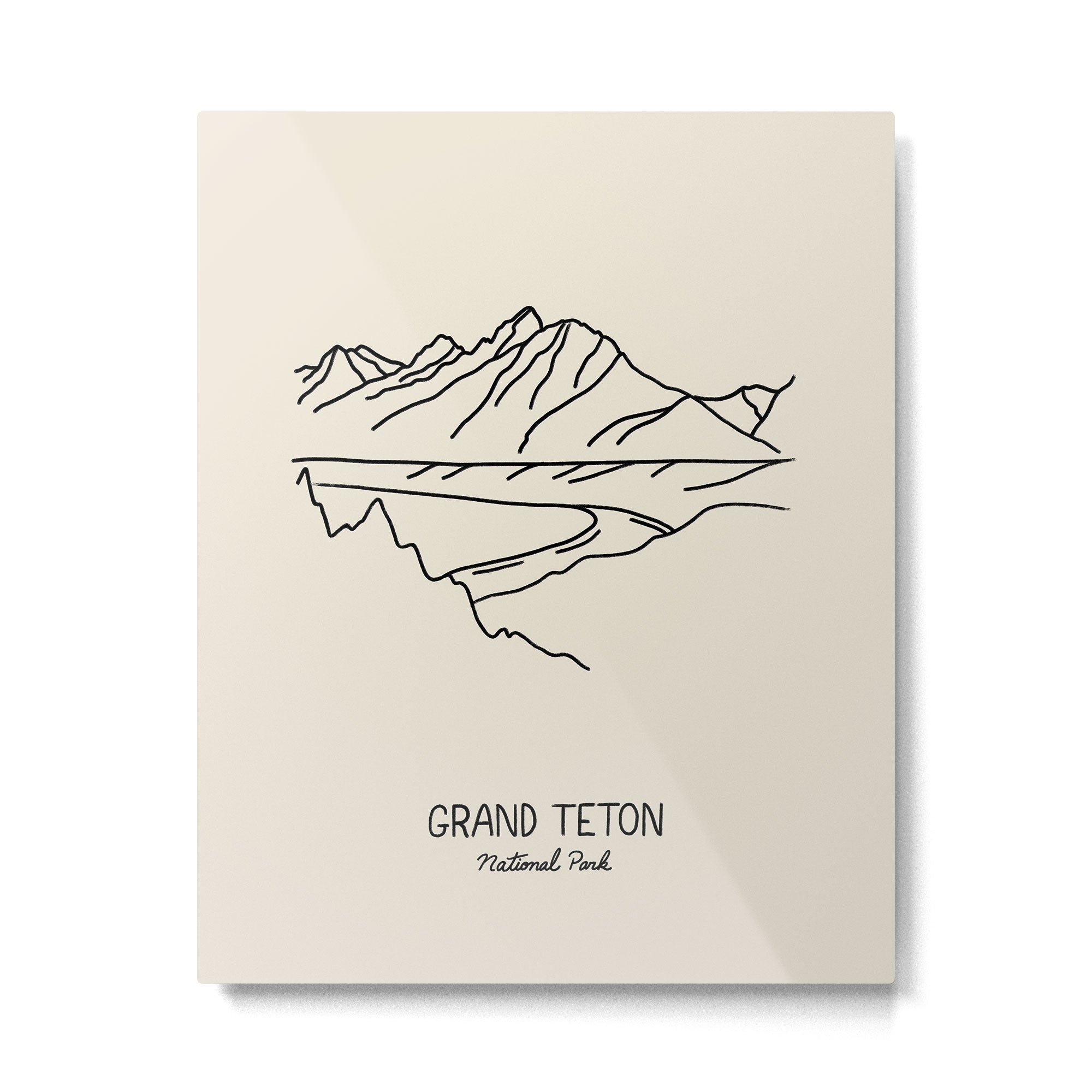 Grand Teton National Park Black on Cream Metal Print Gallery Image 4