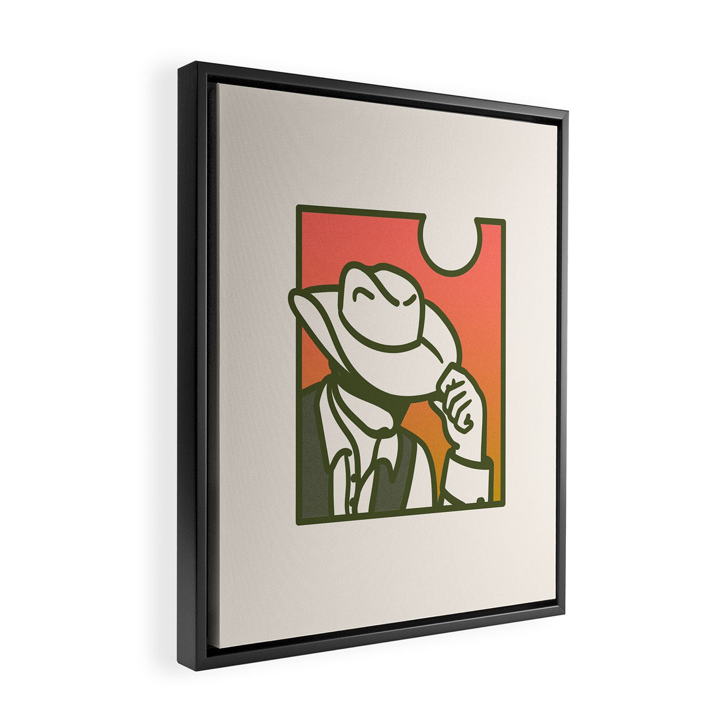 Sunset Cowboy Framed Canvas Print Gallery Image 2