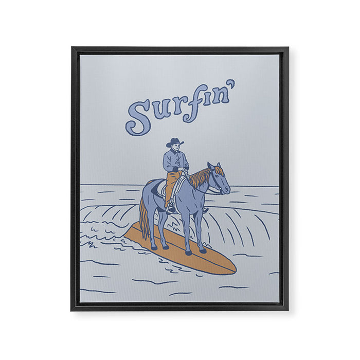 Surfin' in Blue Framed Canvas Print Gallery Image 1