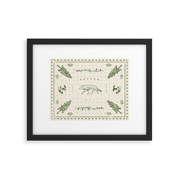 Vintage Oregon (Cream) Framed Art Print Gallery Image 1
