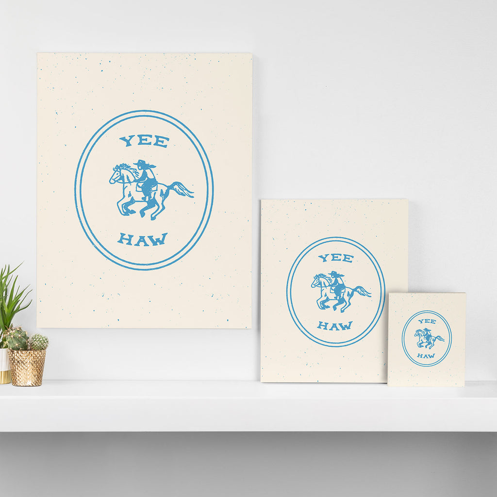 Yee Haw in Blue Canvas Print Gallery Image 3