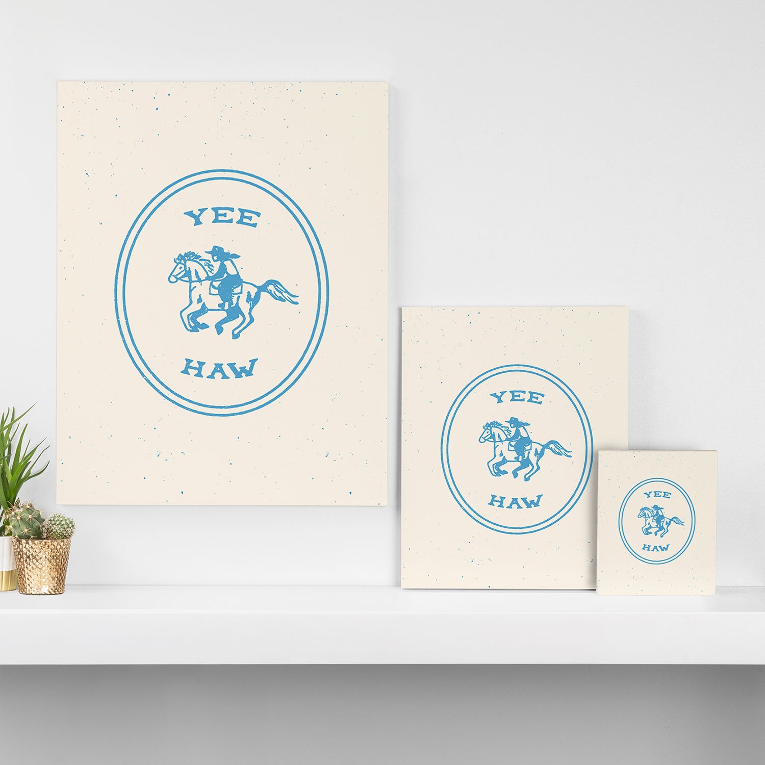 Yee Haw in Blue Canvas Print Gallery Image 3