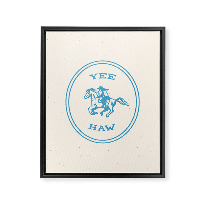 Yee Haw in Blue Framed Canvas Print Gallery Image 1
