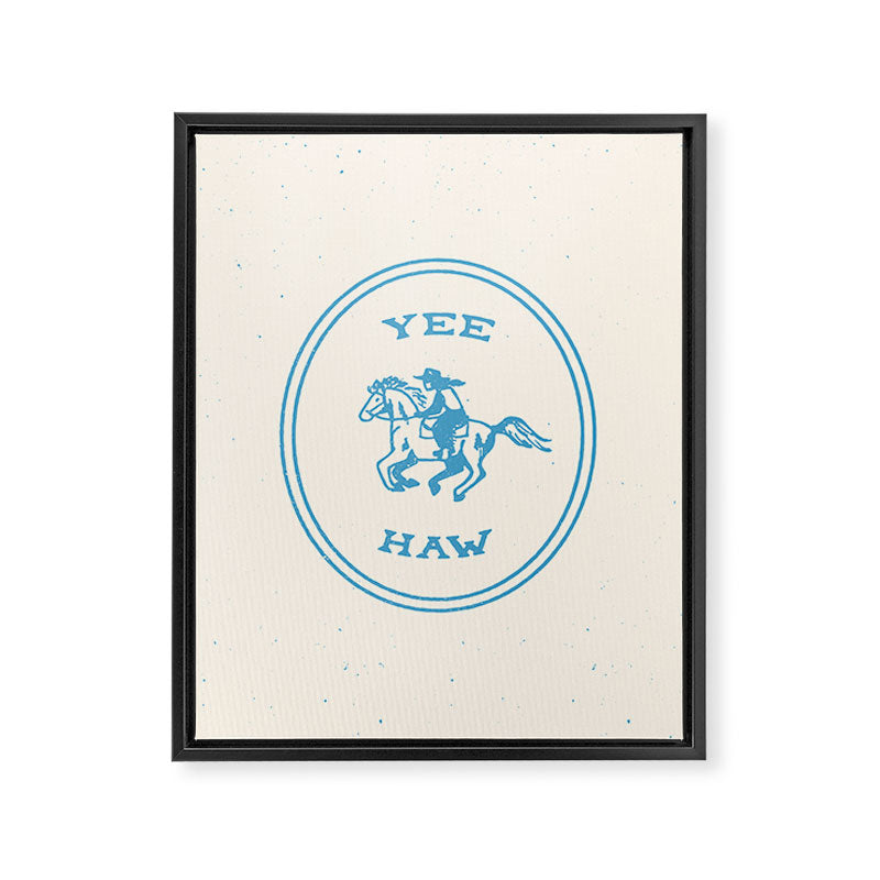 Yee Haw in Blue Framed Canvas Print Gallery Image 6