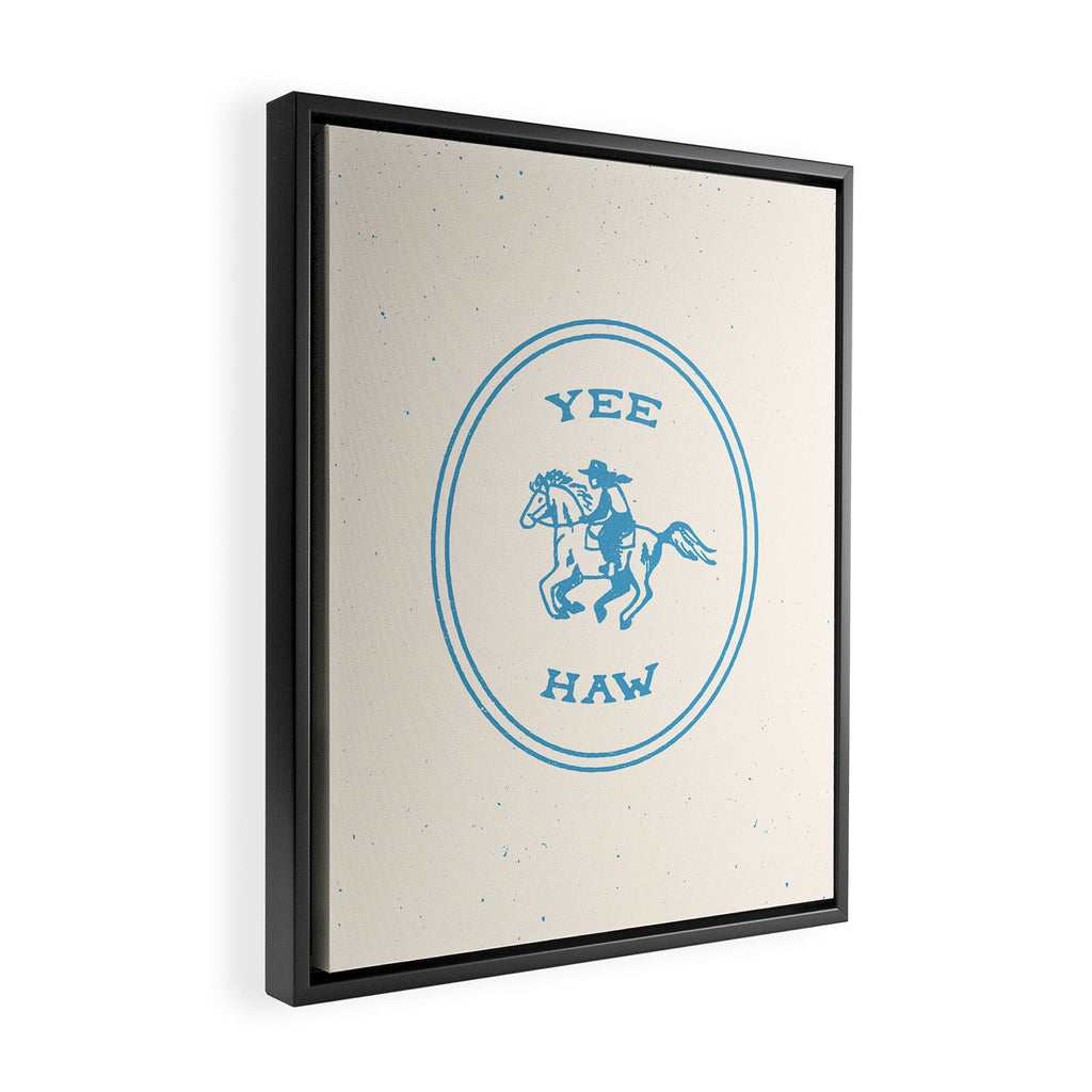 Yee Haw in Blue Framed Canvas Print Gallery Image 2