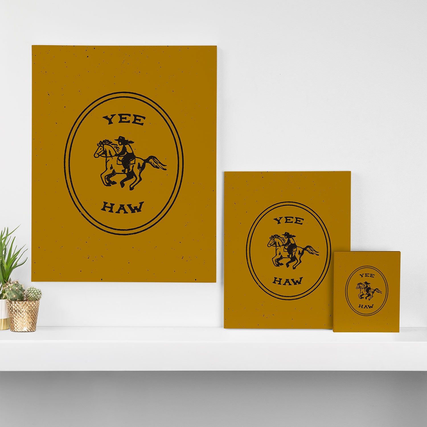 Yee Haw in Gold Canvas Print Gallery Image 3