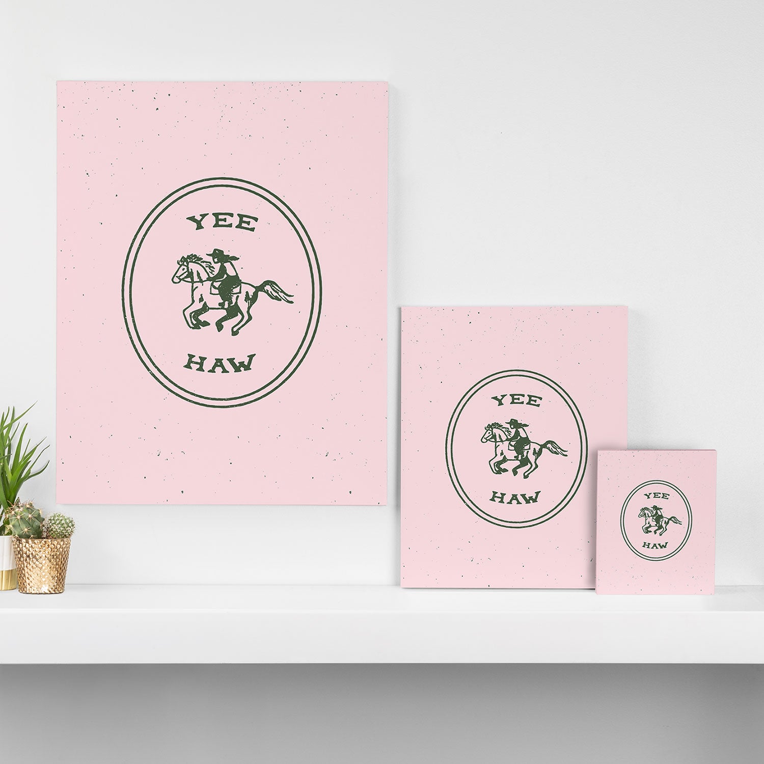 Yee Haw in Pink Canvas Print Gallery Image 3