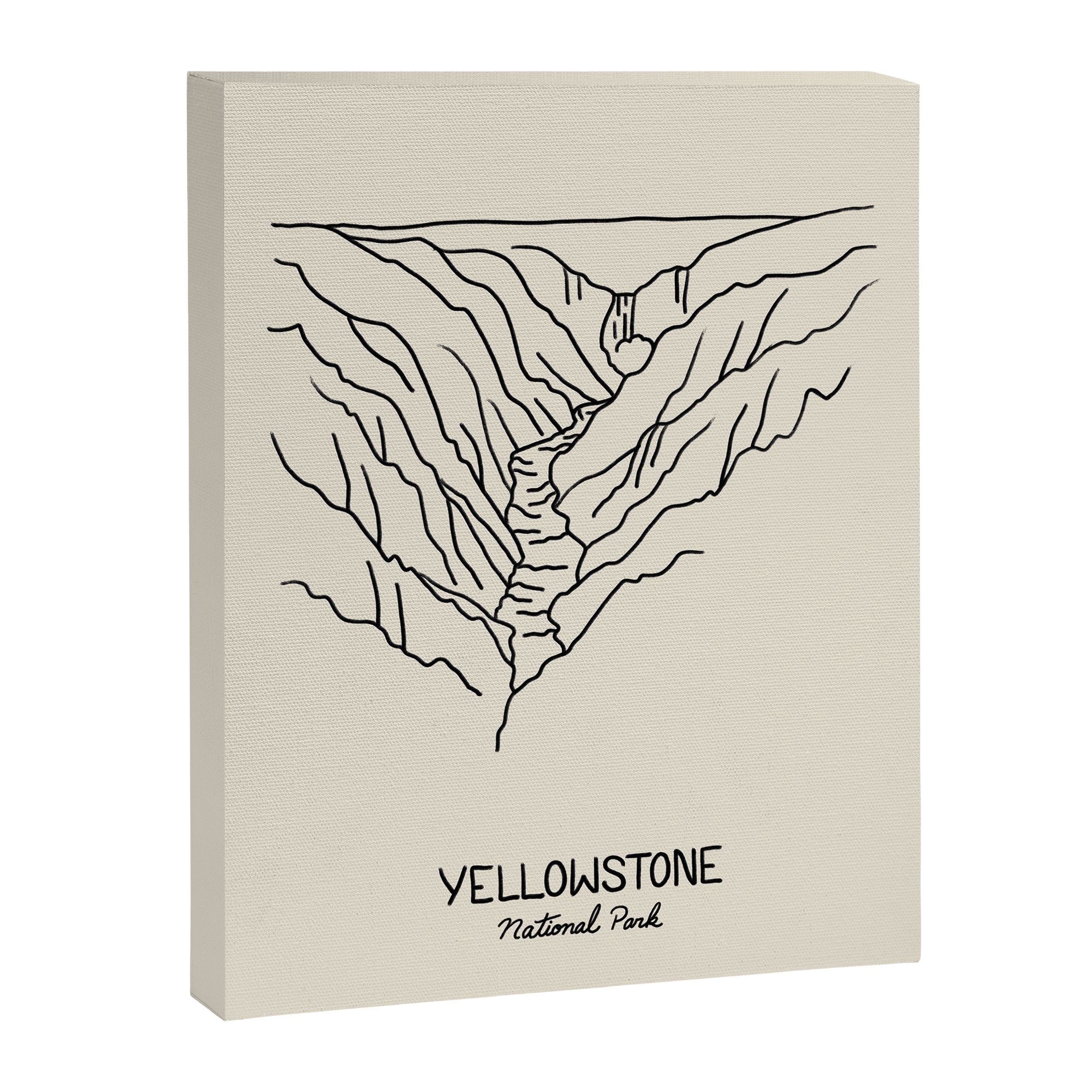 Yellowstone National Park Black on Cream Canvas Print Gallery Image 6