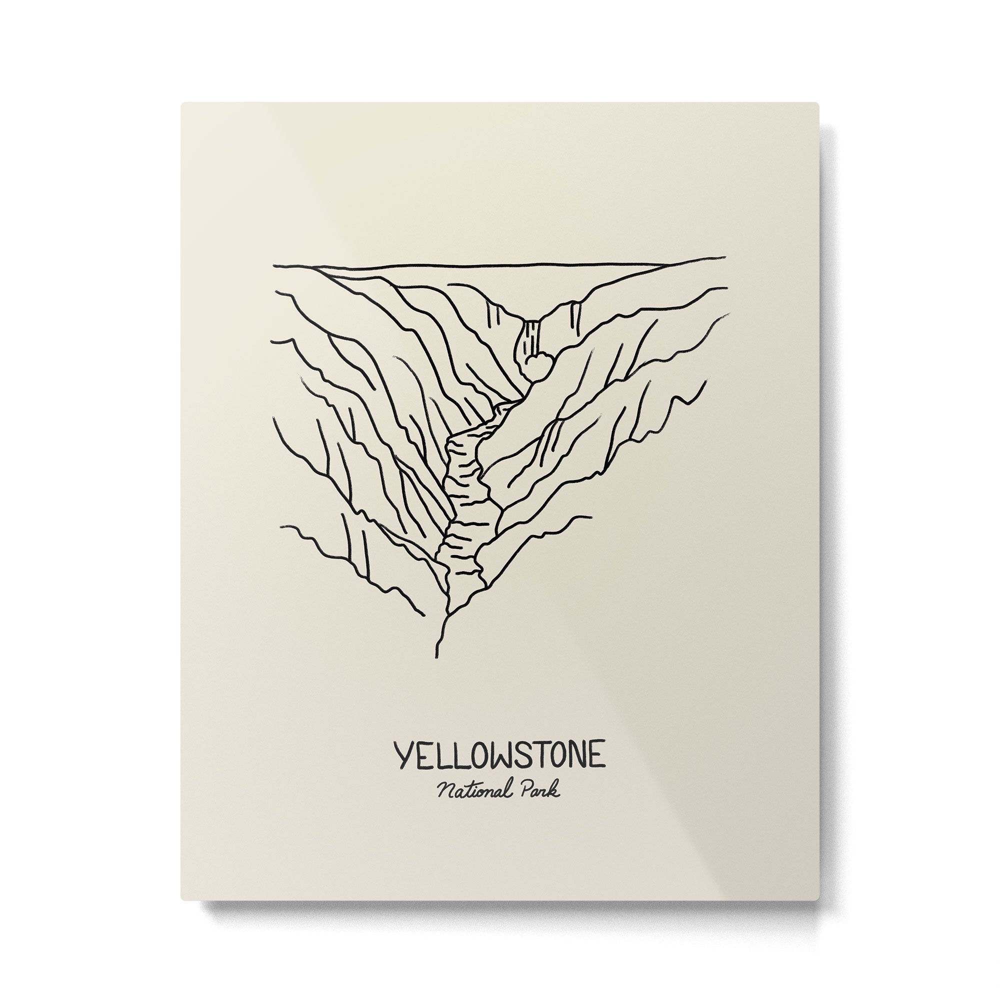 Yellowstone National Park Black on Cream Metal Print Gallery Image 4