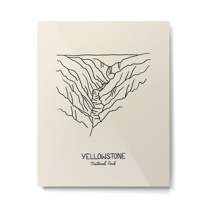 Yellowstone National Park Black on Cream Metal Print Gallery Image 1