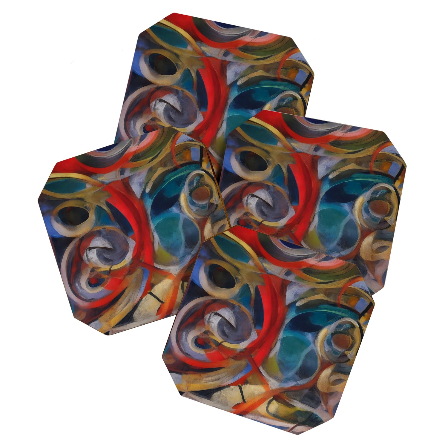 Abstract Cubist Art Storm inside my head by Emmanuel Signorino Coaster Gallery Image 1