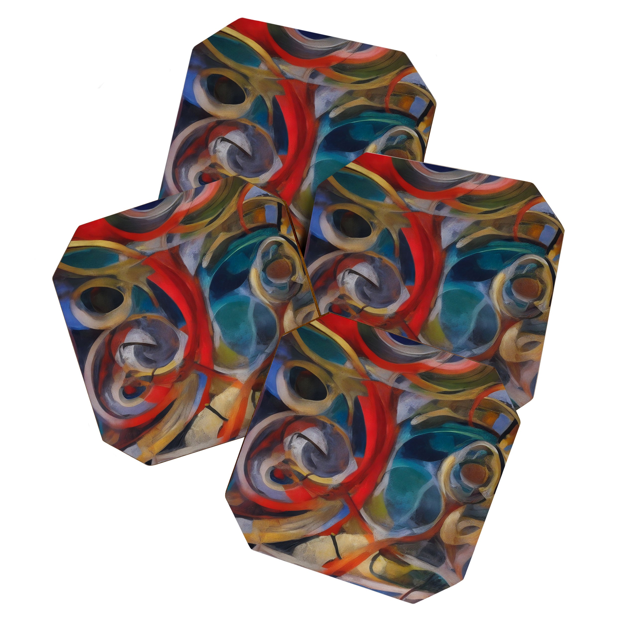 Abstract Cubist Art Storm inside my head by Emmanuel Signorino Coaster Gallery Image 1