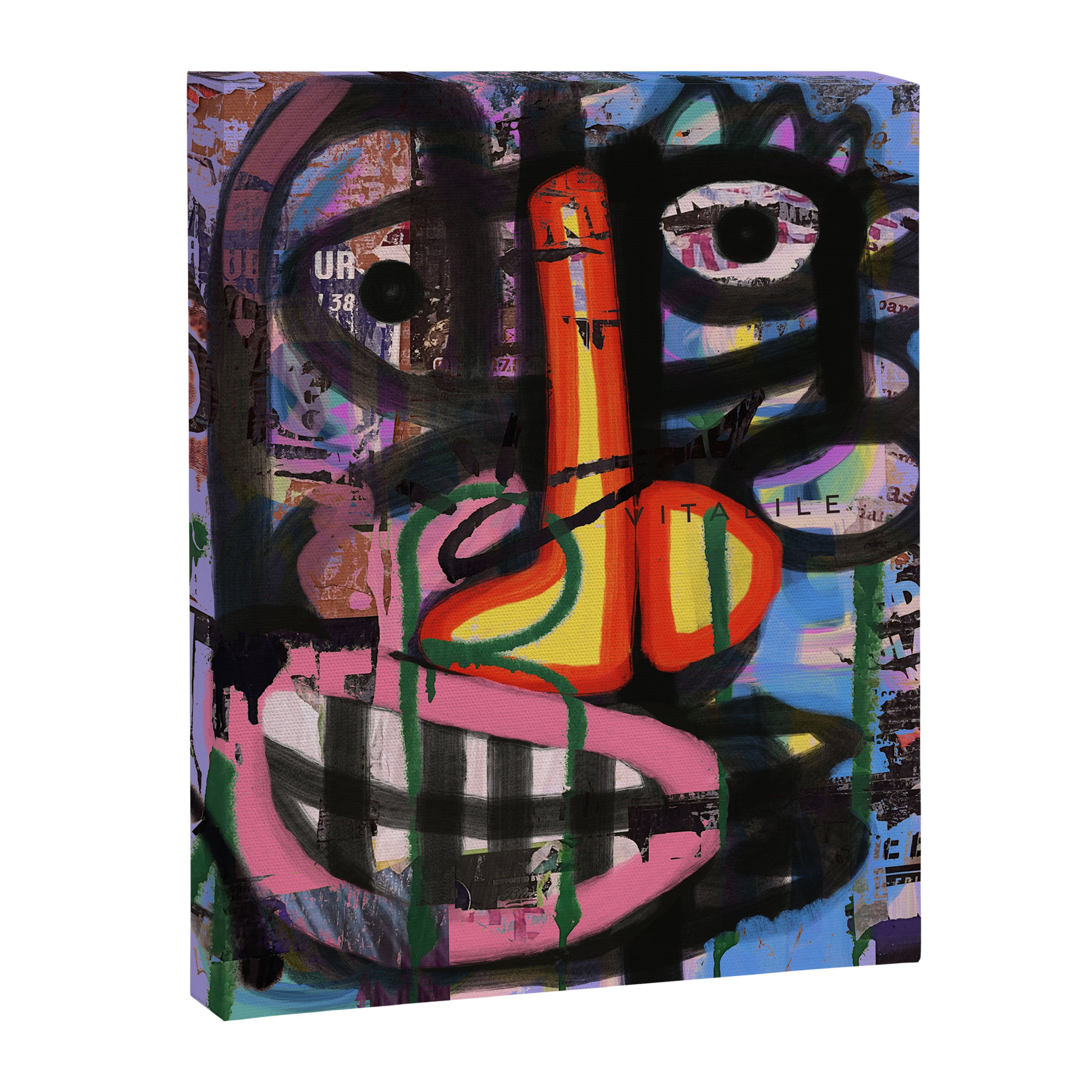 Big Mouth Graffiti Urban Art Collage in the Streets of Bologna Canvas Print Gallery Image 6
