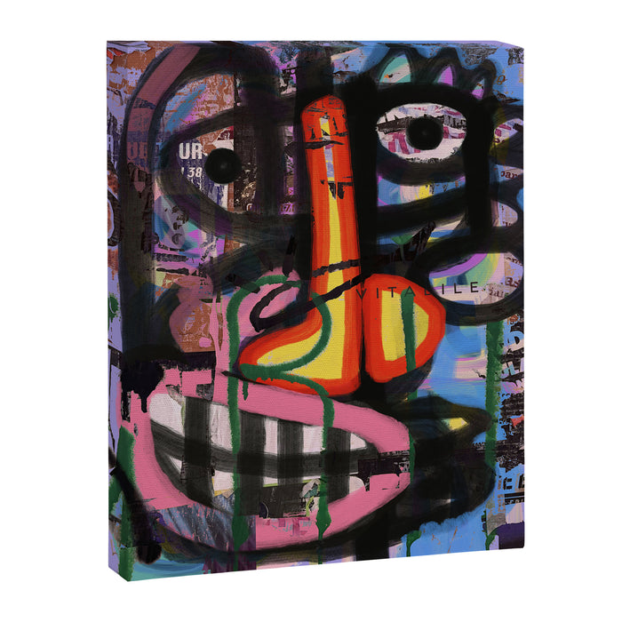 Big Mouth Graffiti Urban Art Collage in the Streets of Bologna Canvas Print Gallery Image 1