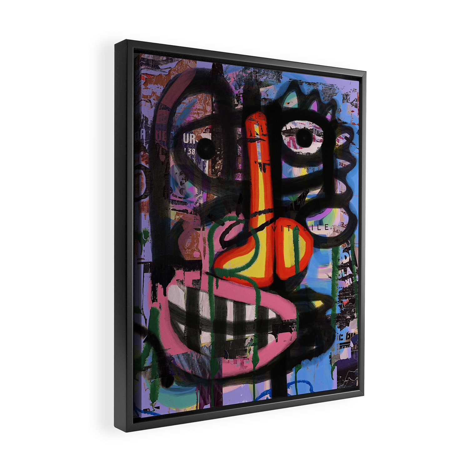Big Mouth Graffiti Urban Art Collage in the Streets of Bologna Framed Canvas Print Gallery Image 2
