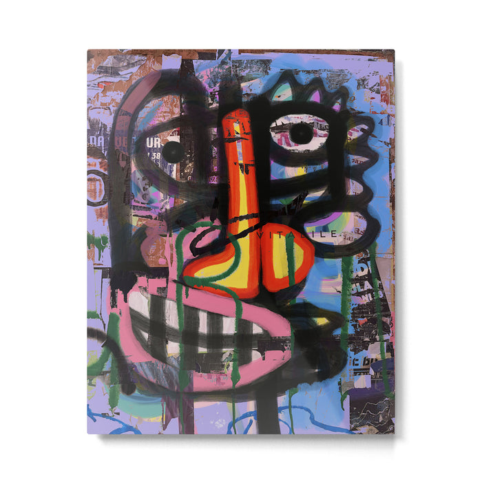 Big Mouth Graffiti Urban Art Collage in the Streets of Bologna Metal Print Gallery Image 1