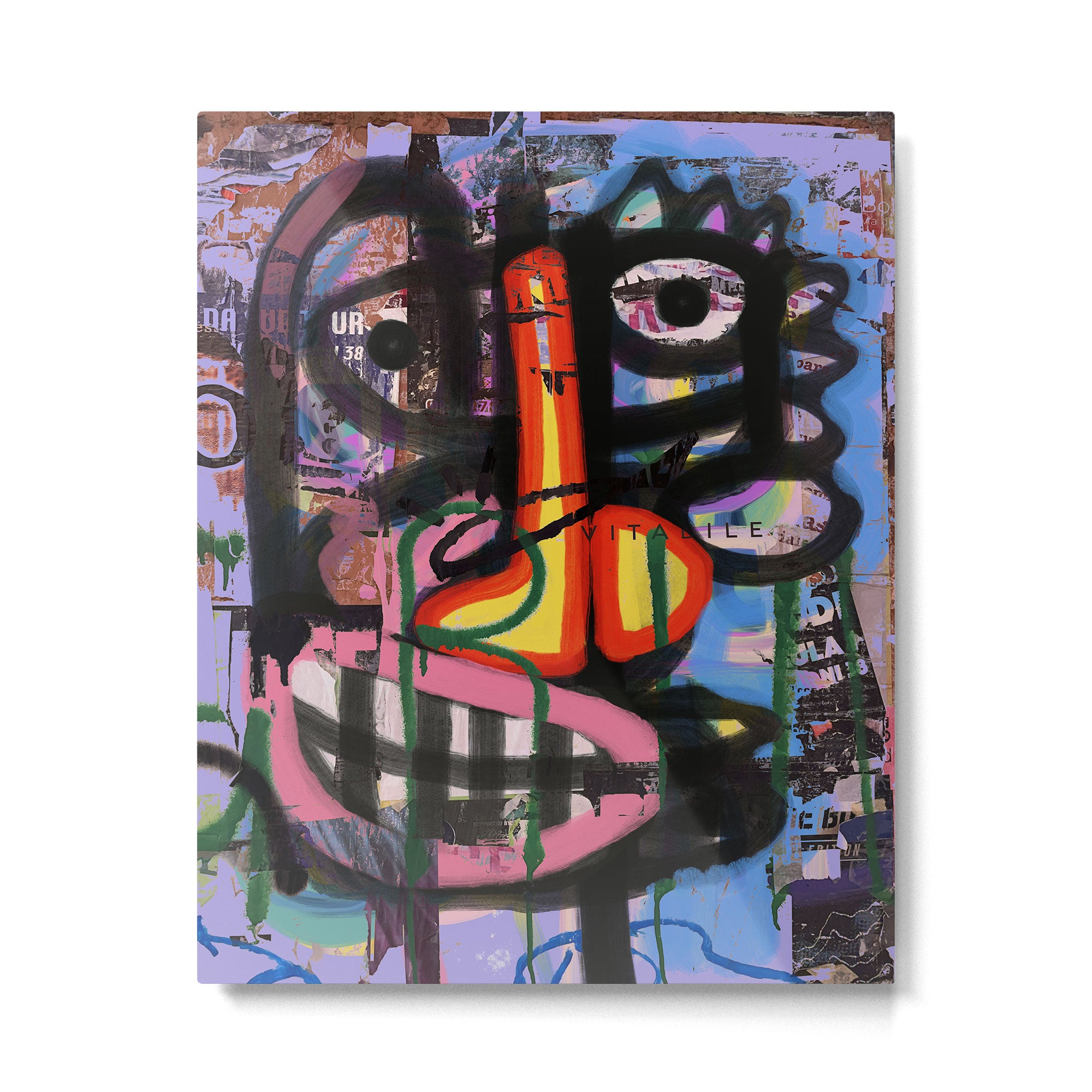 Big Mouth Graffiti Urban Art Collage in the Streets of Bologna Metal Print Gallery Image 4