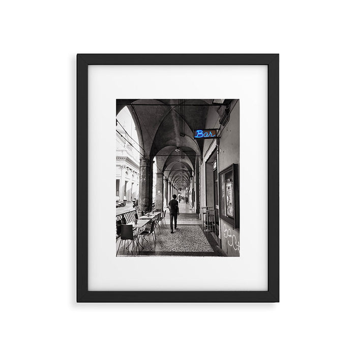 Black and white Bologna Street Photography Framed Art Print Gallery Image 1