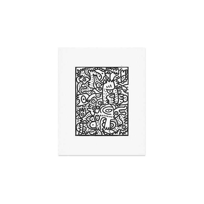 Black and White Graffiti Street art Ink Marker  Art Print Gallery Image 1