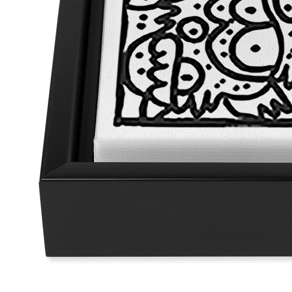 Black and White Graffiti Street art Ink Marker  Framed Canvas Print Gallery Image 3