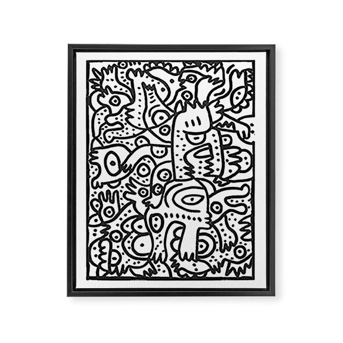 Black and White Graffiti Street art Ink Marker  Framed Canvas Print Gallery Image 1