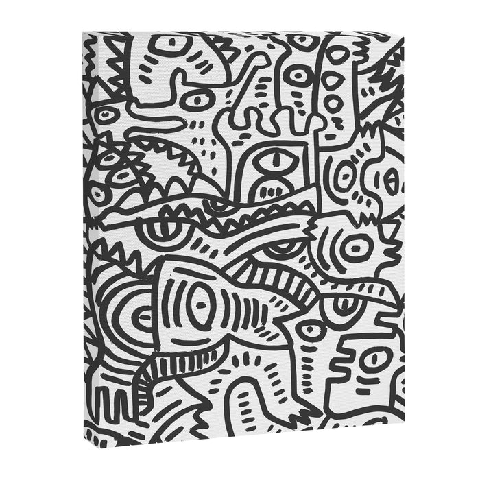 Black and White Street Art Graffiti King's Party Canvas Print Gallery Image 1