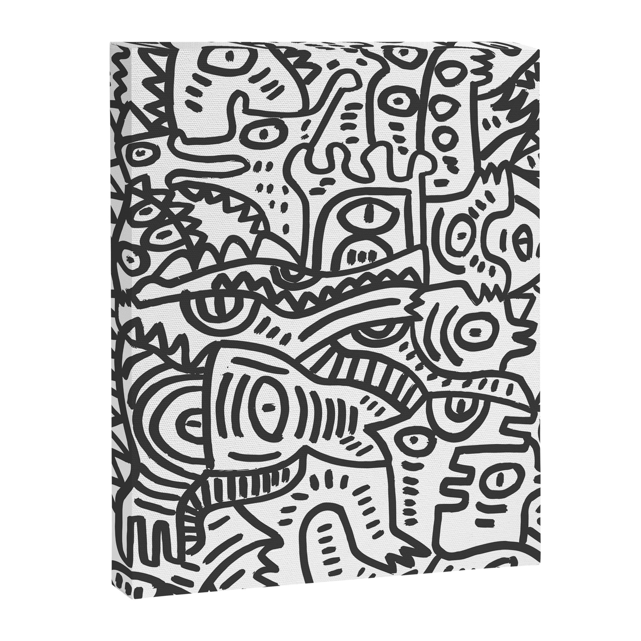 Black and White Street Art Graffiti King's Party Canvas Print Gallery Image 6