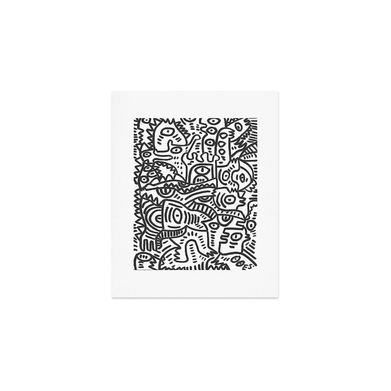 Black and White Street Art Graffiti King's Party Art Print Gallery Image 1