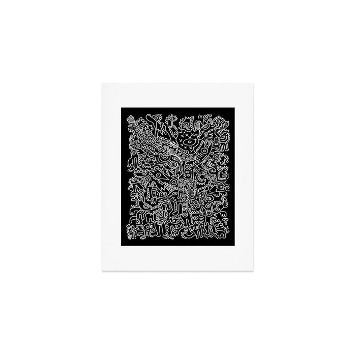 Black and White Street Art Tribal Graffiti Art Print Gallery Image 1