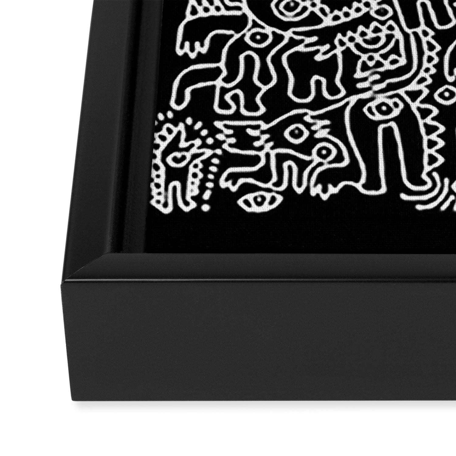 Black and White Street Art Tribal Graffiti Framed Canvas Print Gallery Image 3