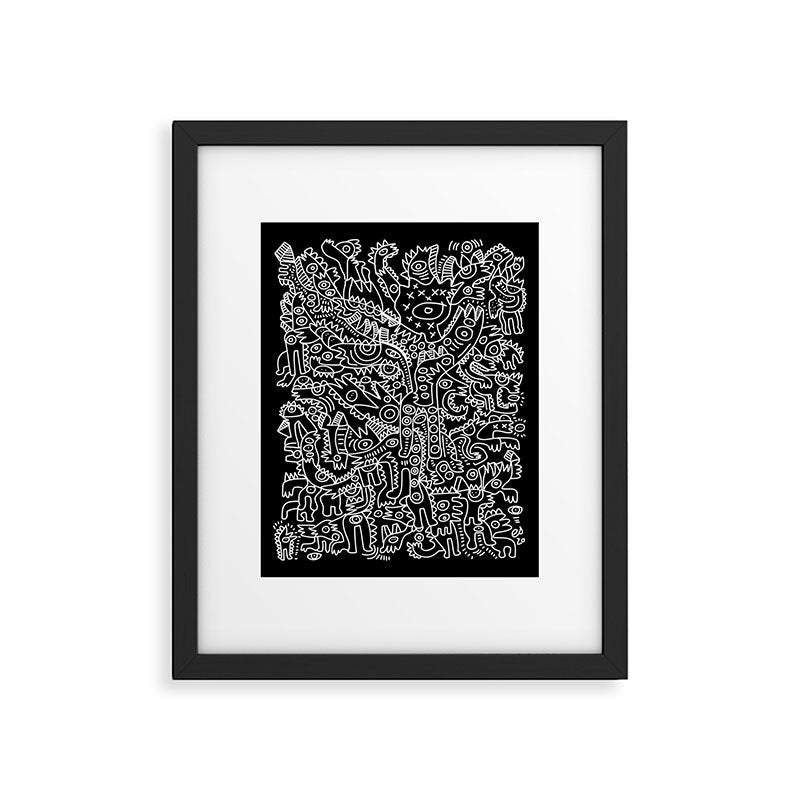 Black and White Street Art Tribal Graffiti Framed Art Print Gallery Image 4