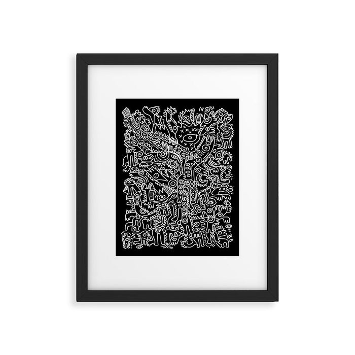 Black and White Street Art Tribal Graffiti Framed Art Print Gallery Image 1