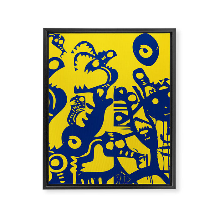 Blue Sweet Monsters in the Sun Street Art Graffiti Design Framed Canvas Print Gallery Image 1