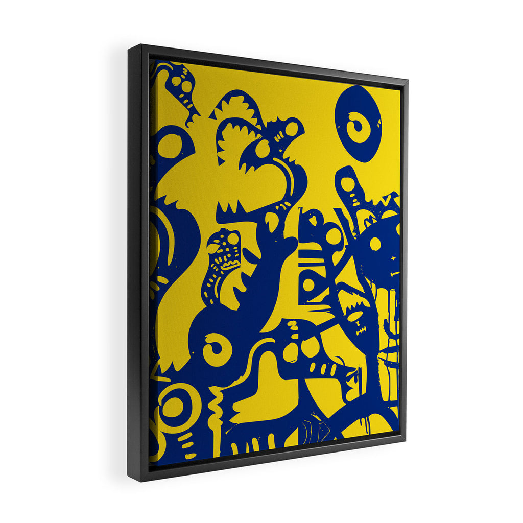 Blue Sweet Monsters in the Sun Street Art Graffiti Design Framed Canvas Print Gallery Image 2