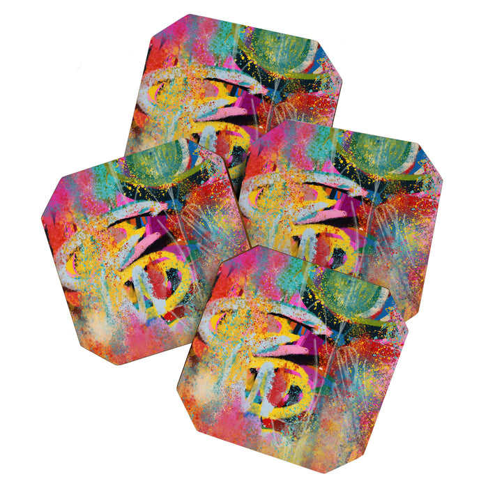 Chromatic Whispers Sprayed Abstract Dance of Color and Chaos Coaster Gallery Image 1