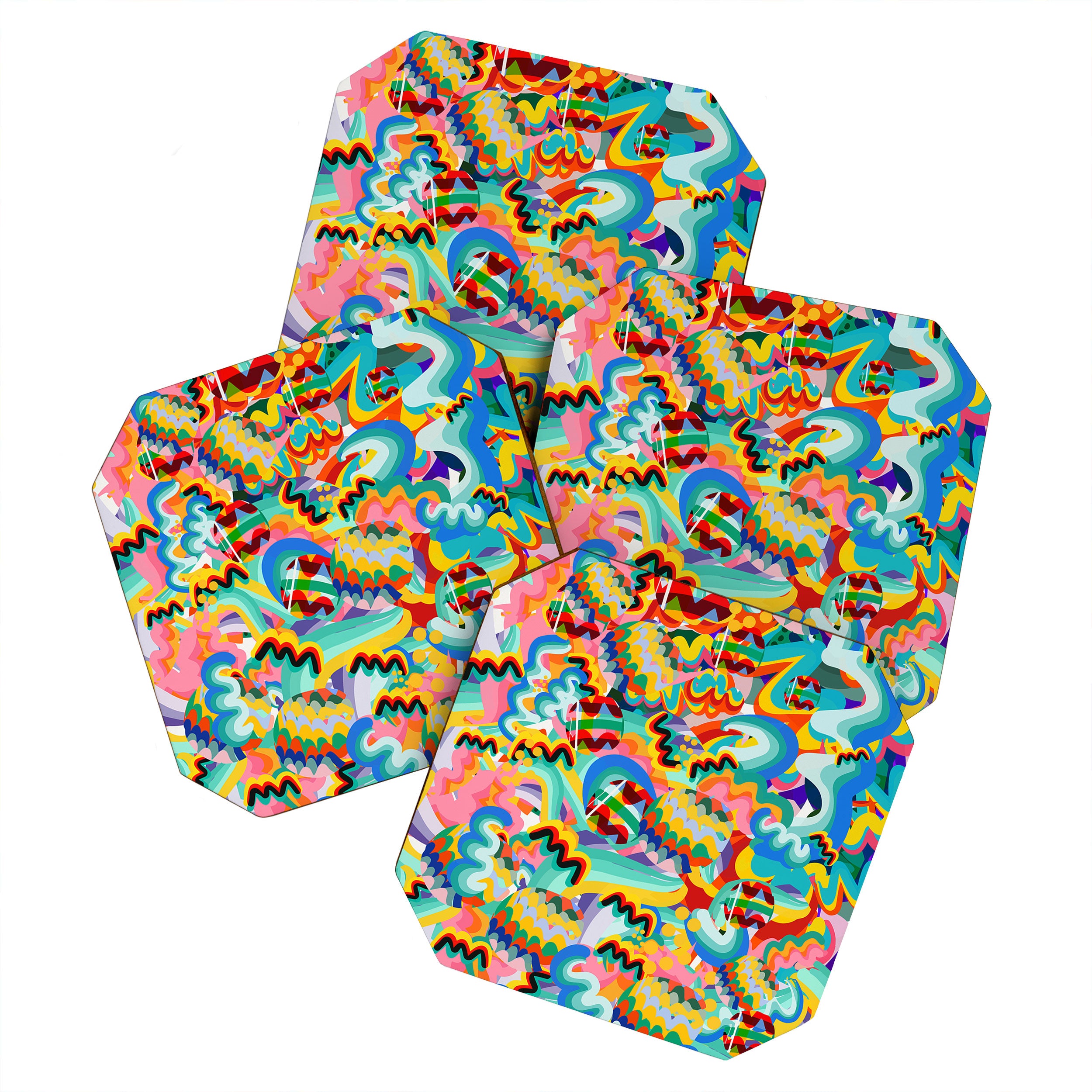 Colorful Abstract Graffiti Pop Art Pattern Design by Emmanuel Signorino  Coaster Gallery Image 1