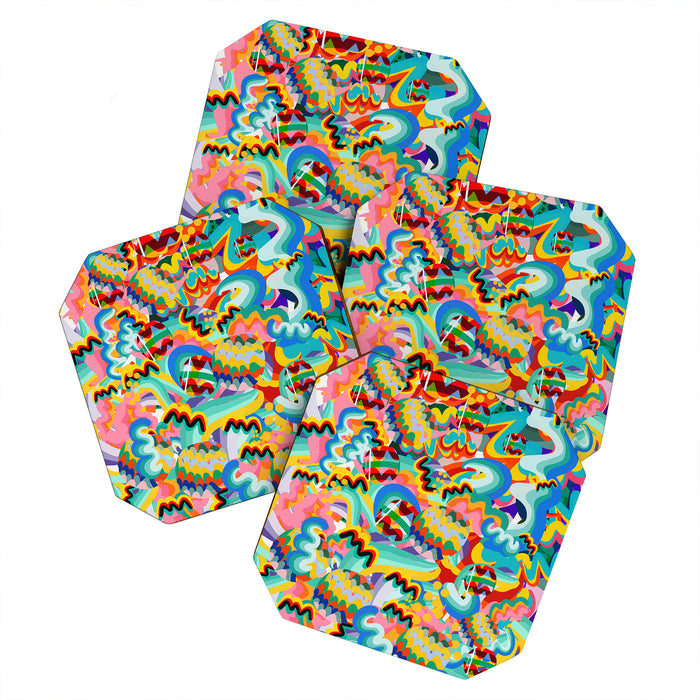 Colorful Abstract Graffiti Pop Art Pattern Design by Emmanuel Signorino  Coaster Gallery Image 1