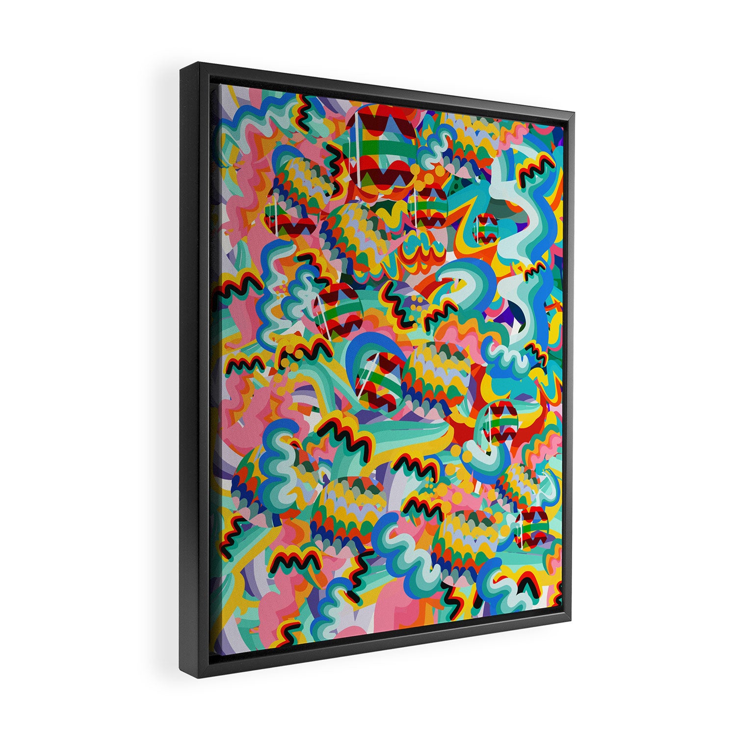 Colorful Abstract Graffiti Pop Art Pattern Design by Emmanuel Signorino  Framed Canvas Print Gallery Image 2