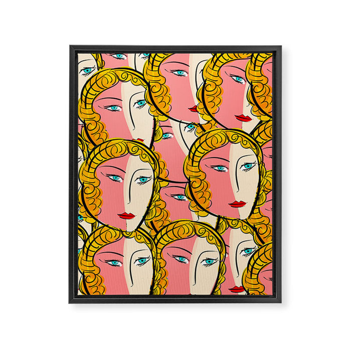 Comics Pop Girl Pattern Framed Canvas Print Gallery Image 1