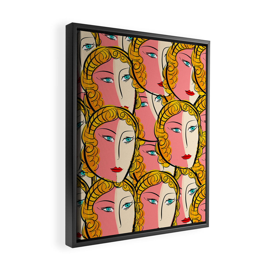 Comics Pop Girl Pattern Framed Canvas Print Gallery Image 2